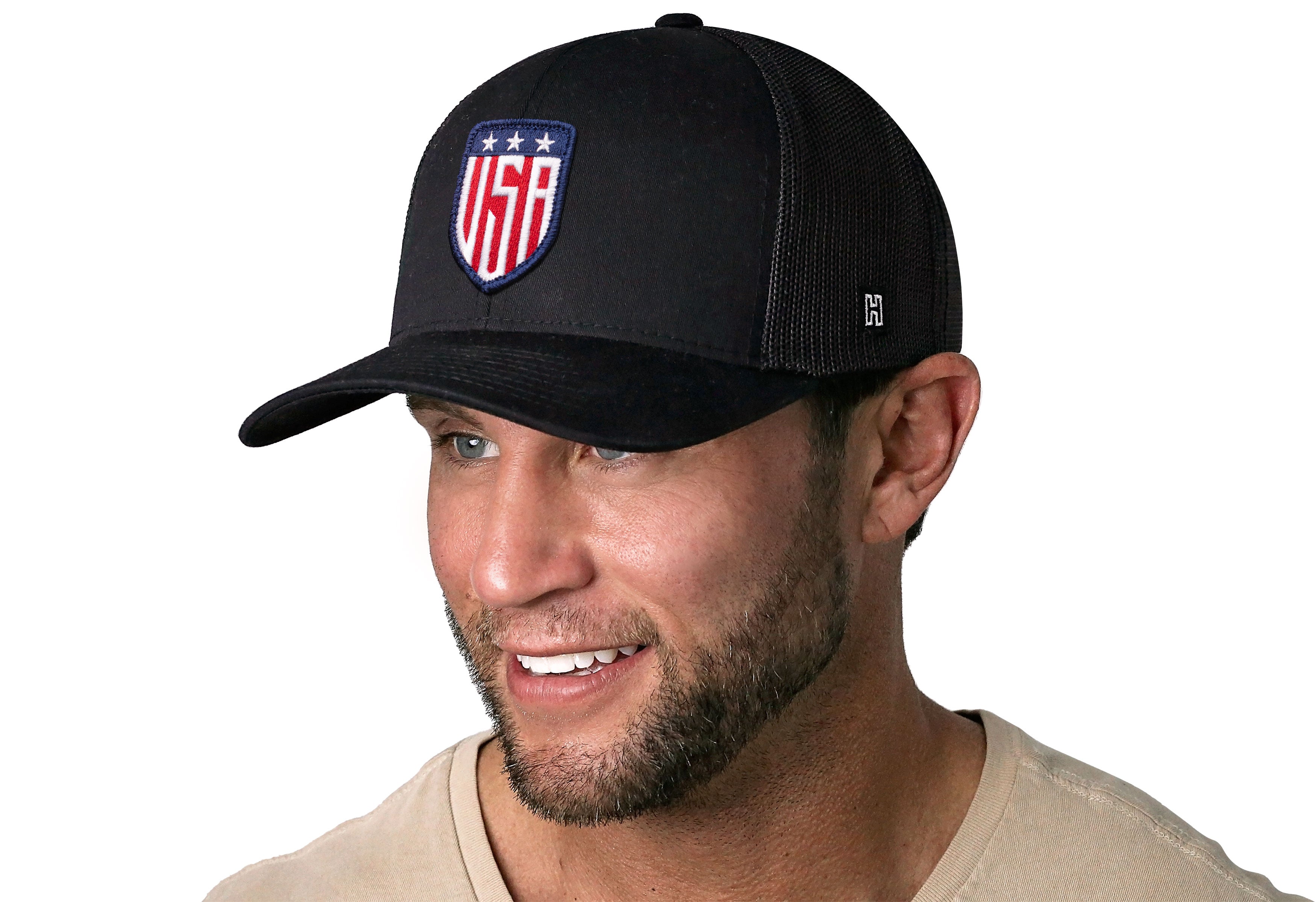 USA Shield Trucker Hat  |  Black America Snapback Haka Hat