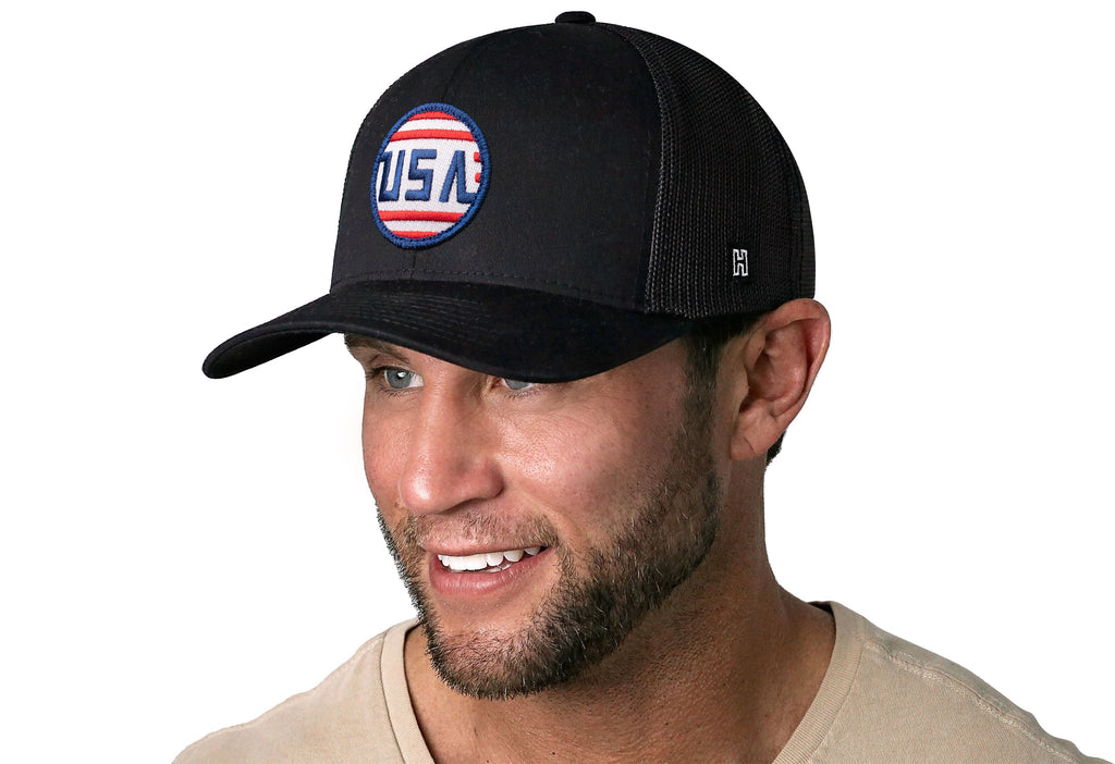 USA Stripes Trucker Hat — Black America Snapback Haka Hat