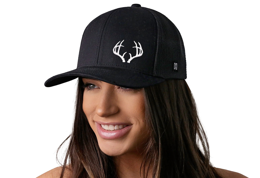 Buck Antler Trucker Hat  |  Black Buck Antler Snapback Haka Hat