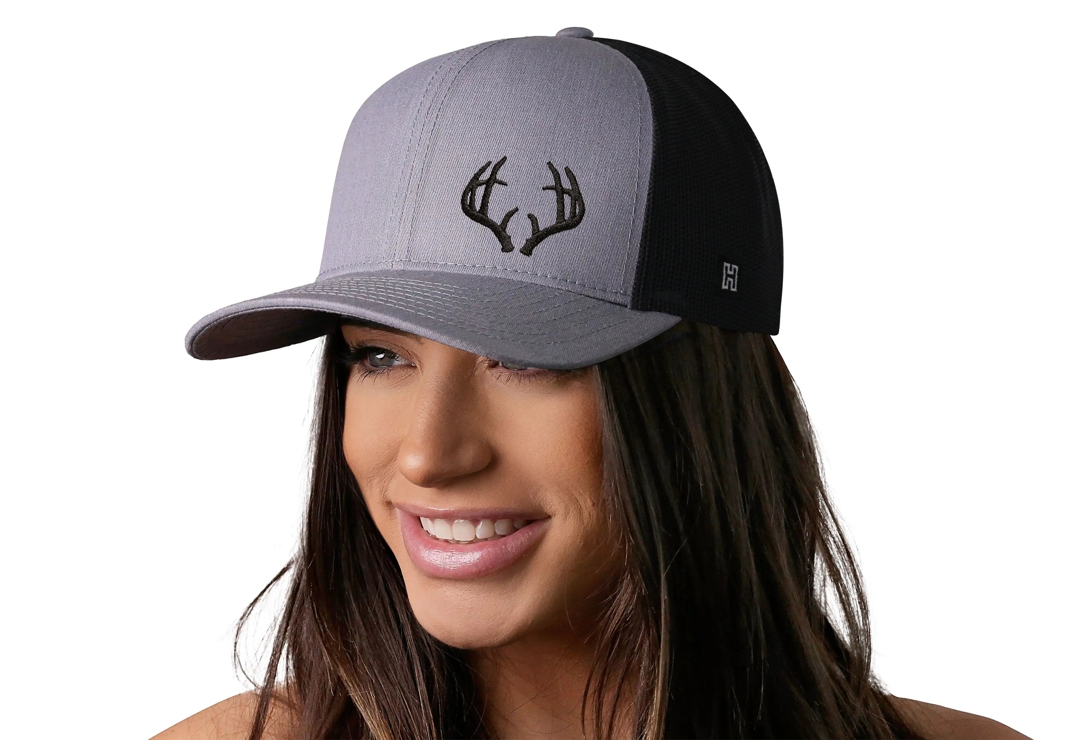 Buck Antler Trucker Hat  |  Gray-Black Buck Antler Snapback Haka Hat