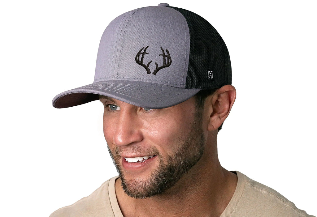 Buck Antler Trucker Hat  |  Gray-Black Buck Antler Snapback Haka Hat