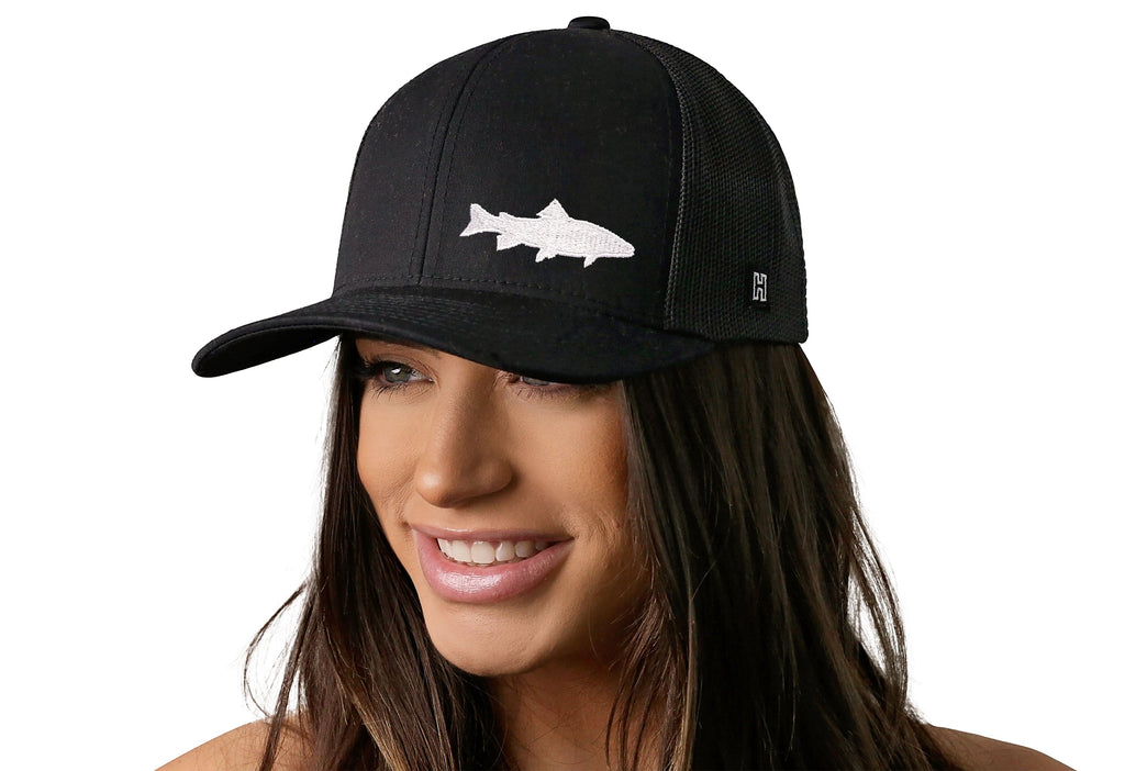 Steelhead Fish Trucker Hat  |  Black Steelhead Fish Snapback Haka Hat