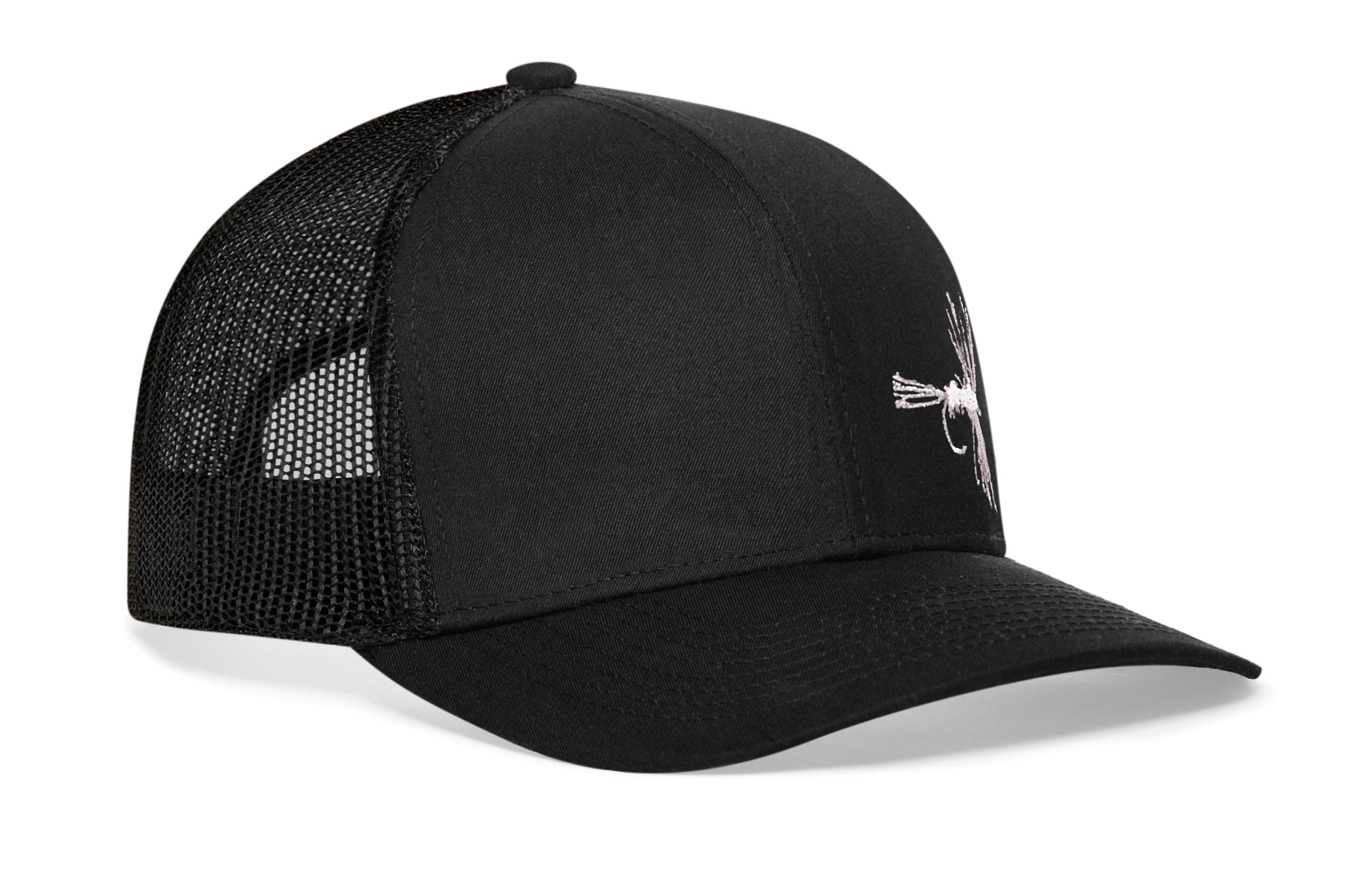 Fly Fishing Trucker Hat  |  Black Fly Fishing Snapback Haka Hat