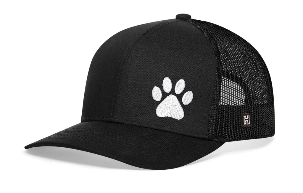Paw Trucker Hat  |  Black Animal Print Snapback Haka Hat