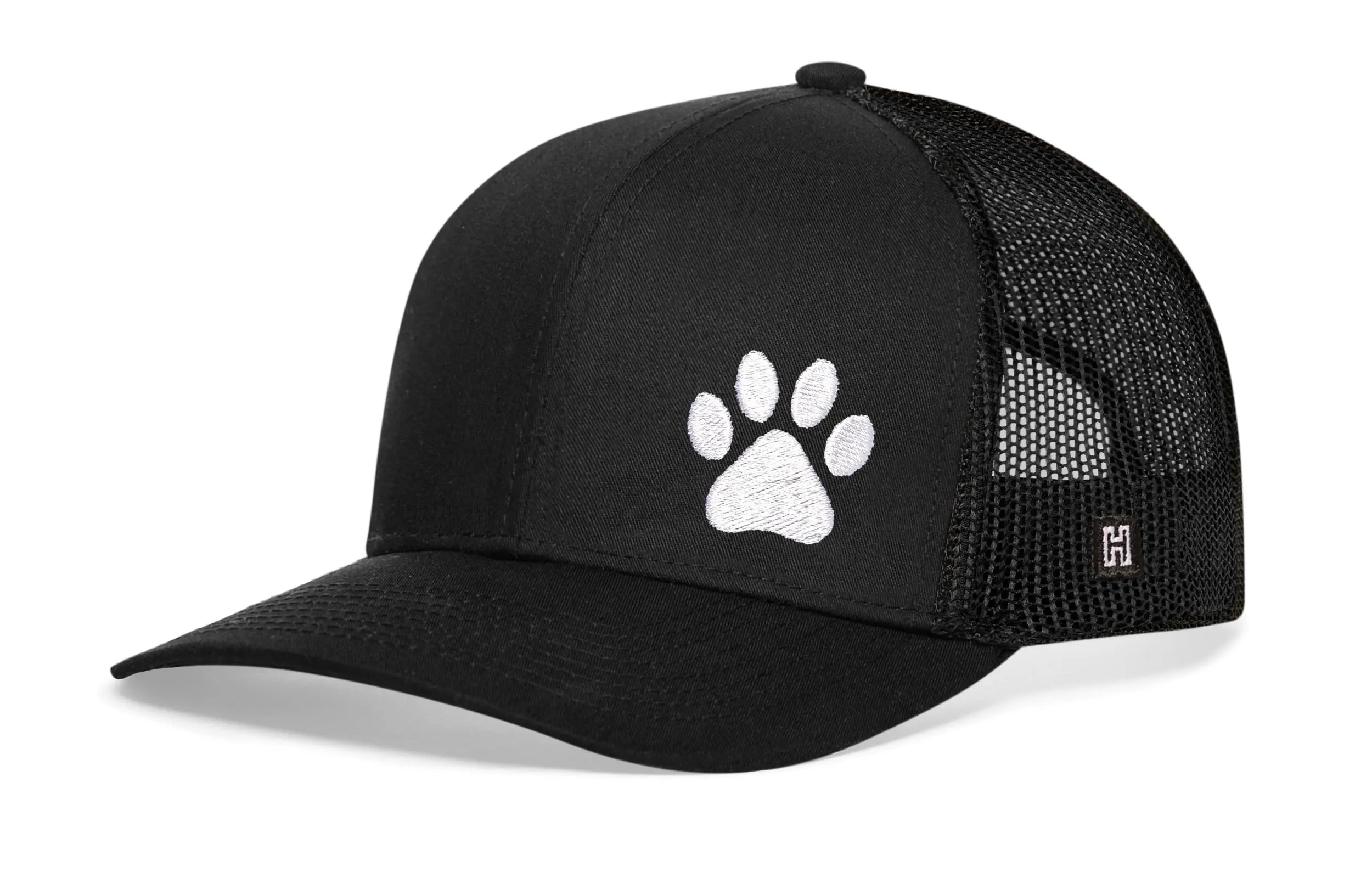 Paw Trucker Hat  |  Black Animal Print Snapback Haka Hat