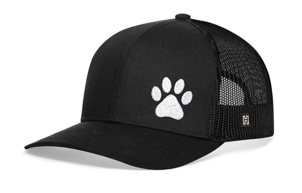 Paw Trucker Hat  |  Black Animal Print Snapback Haka Hat