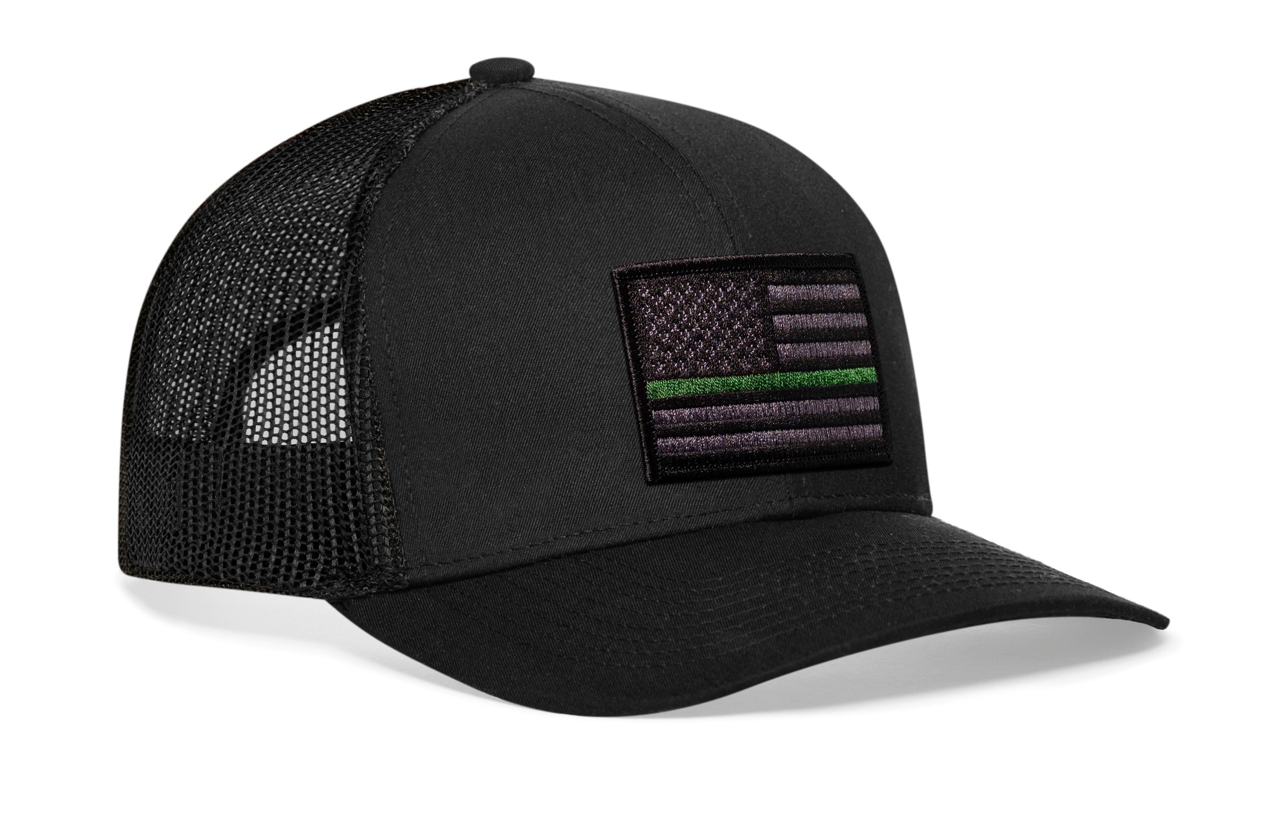 Thin Green Line Trucker Hat — Black Army Tactical Snapback Haka Hat