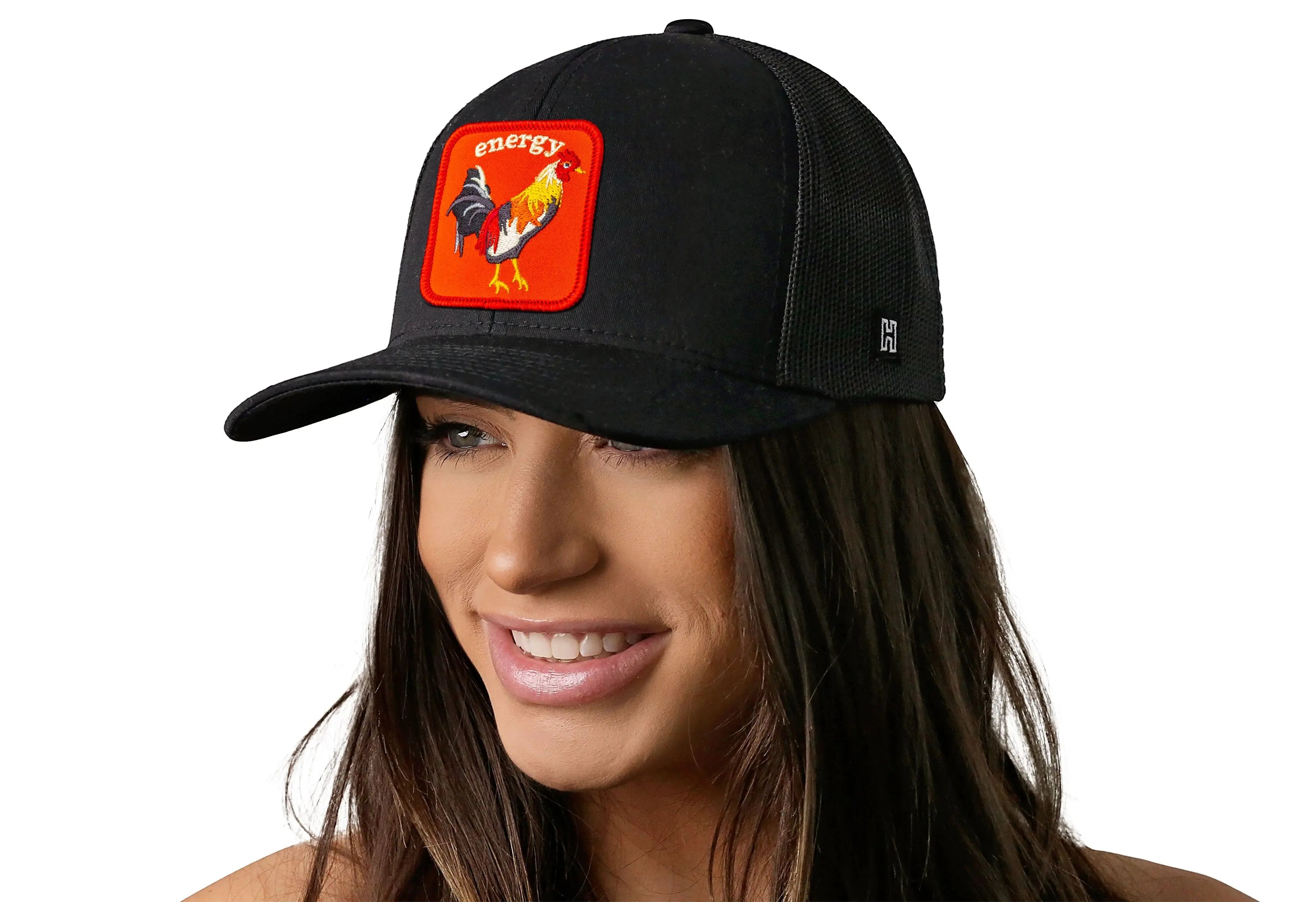Rooster Energy Trucker Hat  |  Black Chicken Snapback Haka Hat