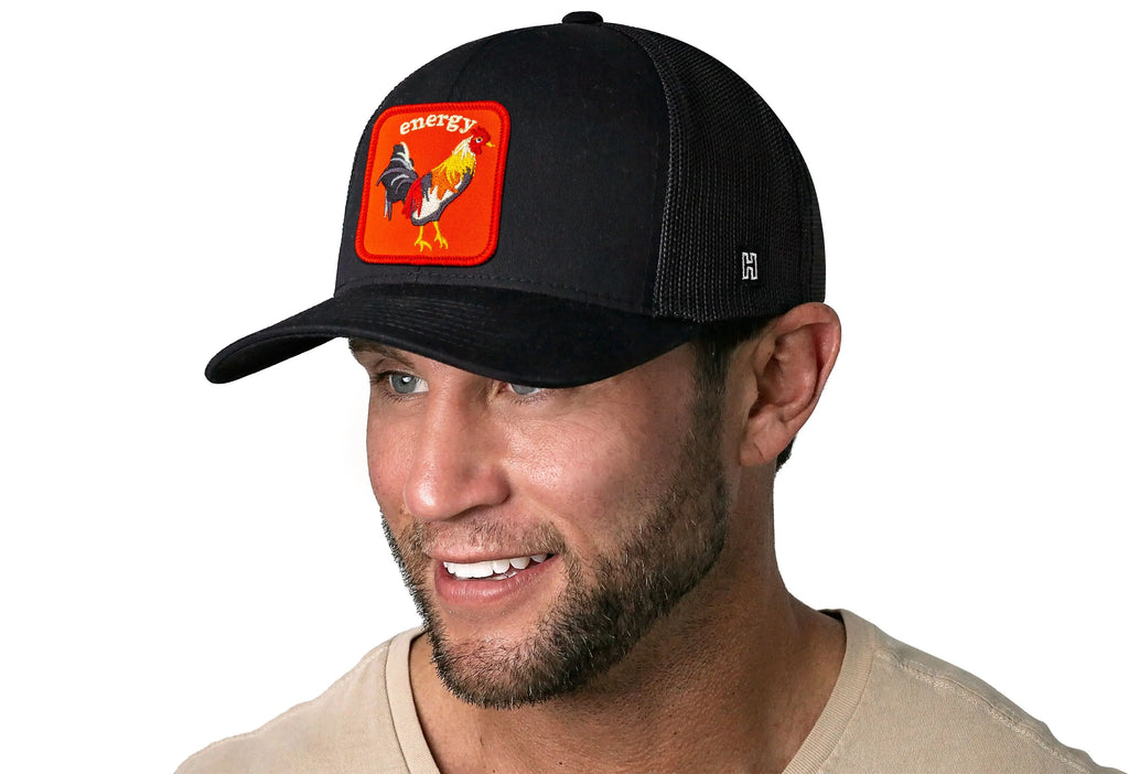 Rooster Energy Trucker Hat  |  Black Chicken Snapback Haka Hat