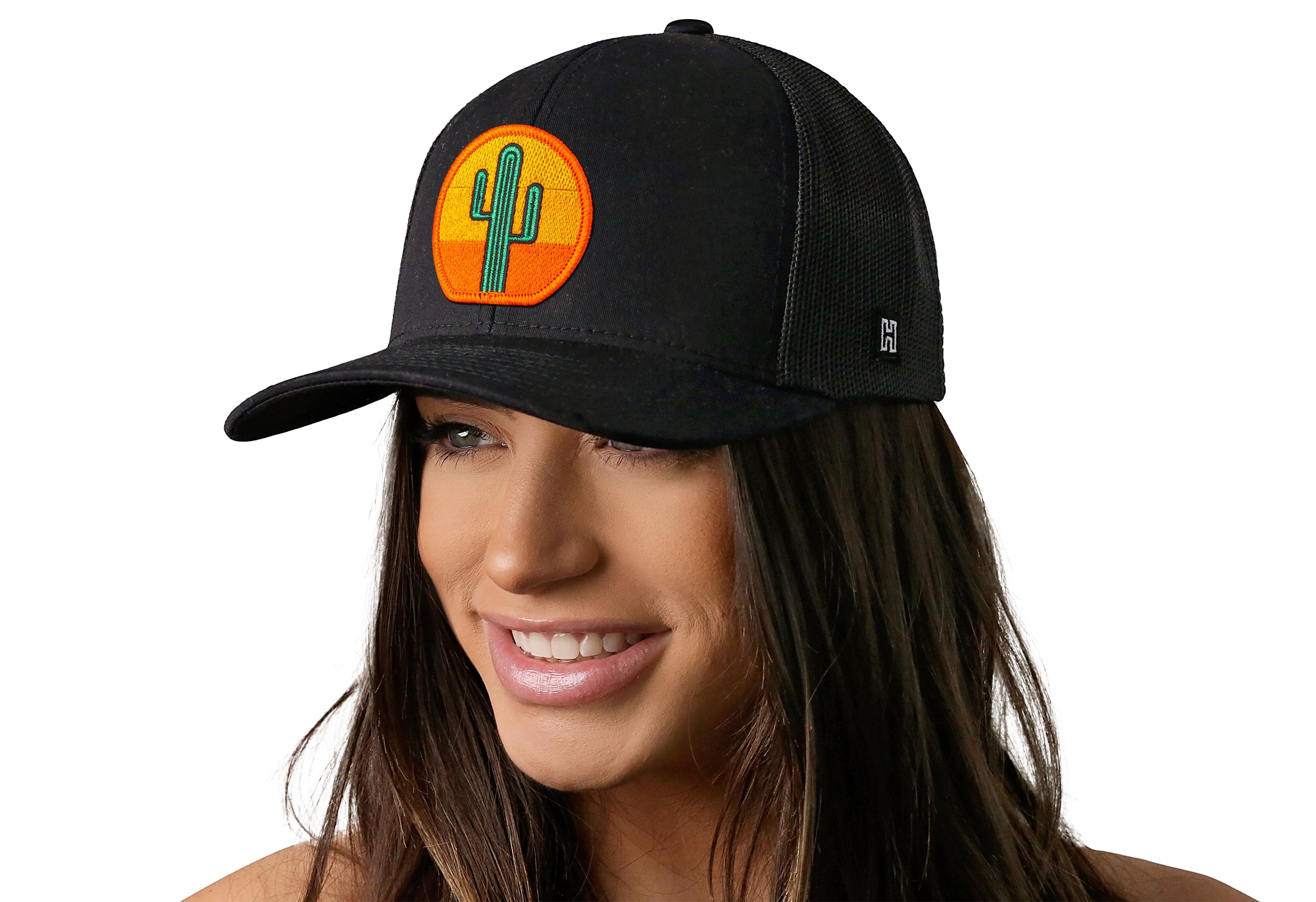 Cactus Sunset Trucker Hat  |  Black Cactus Sunet Snapback Haka Hat
