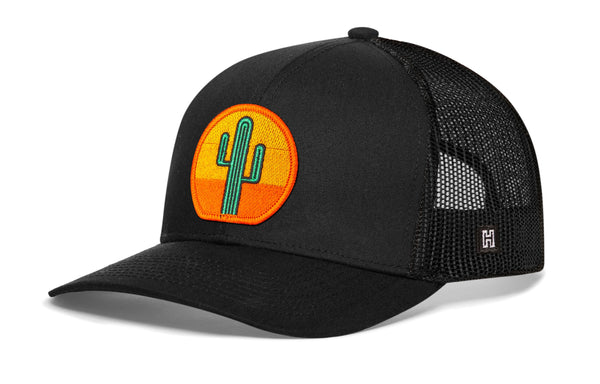 Cactus Sunset Trucker Hat  |  Black Cactus Sunet Snapback Haka Hat