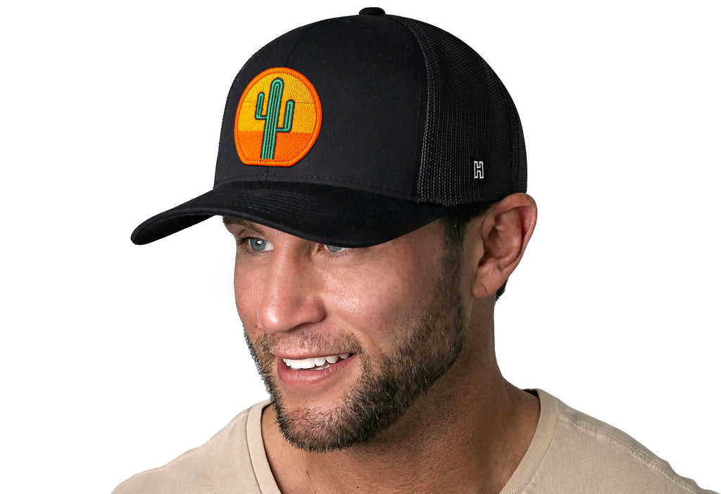 Cactus Sunset Trucker Hat  |  Black Cactus Sunet Snapback Haka Hat