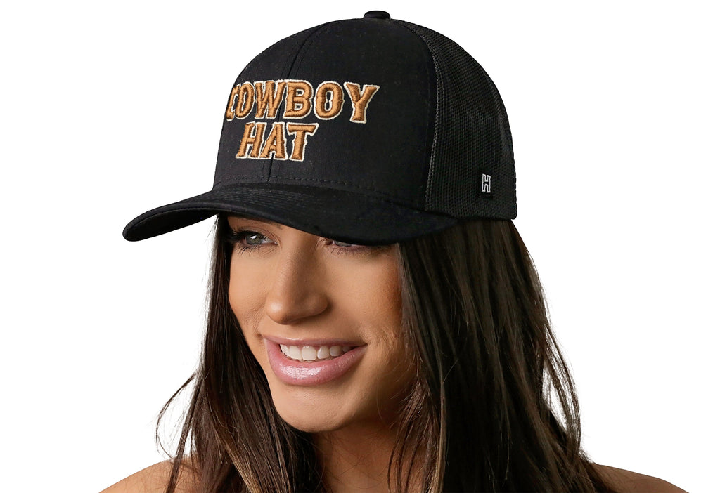 Cowboy Trucker Hat — Black Snapback Haka Hat
