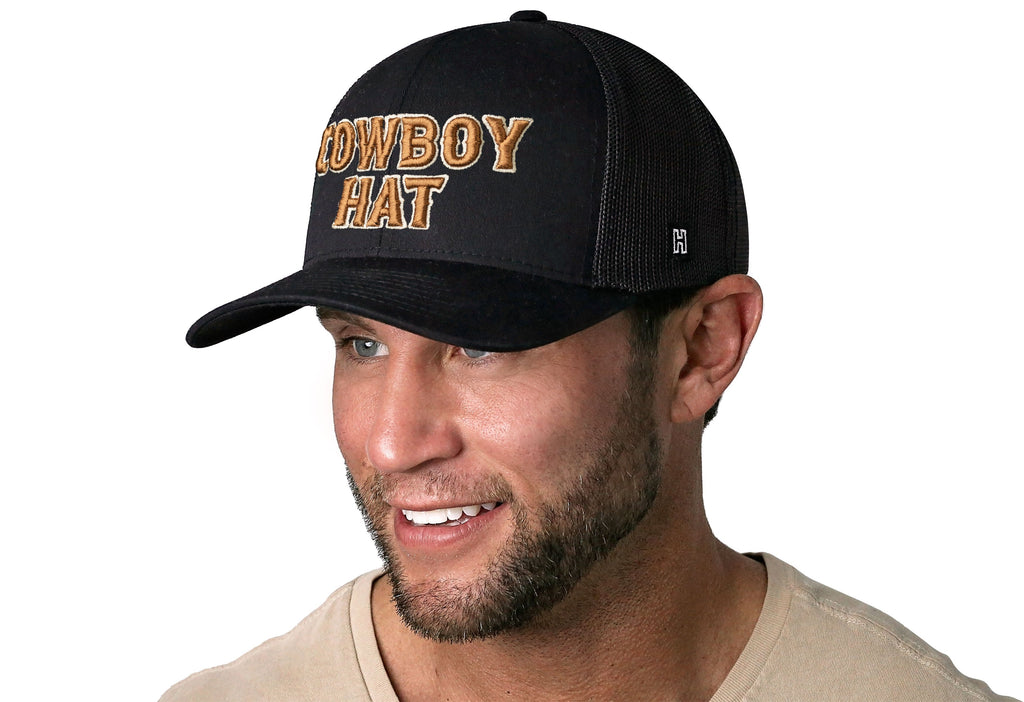 Cowboy Trucker Hat — Black Snapback Haka Hat