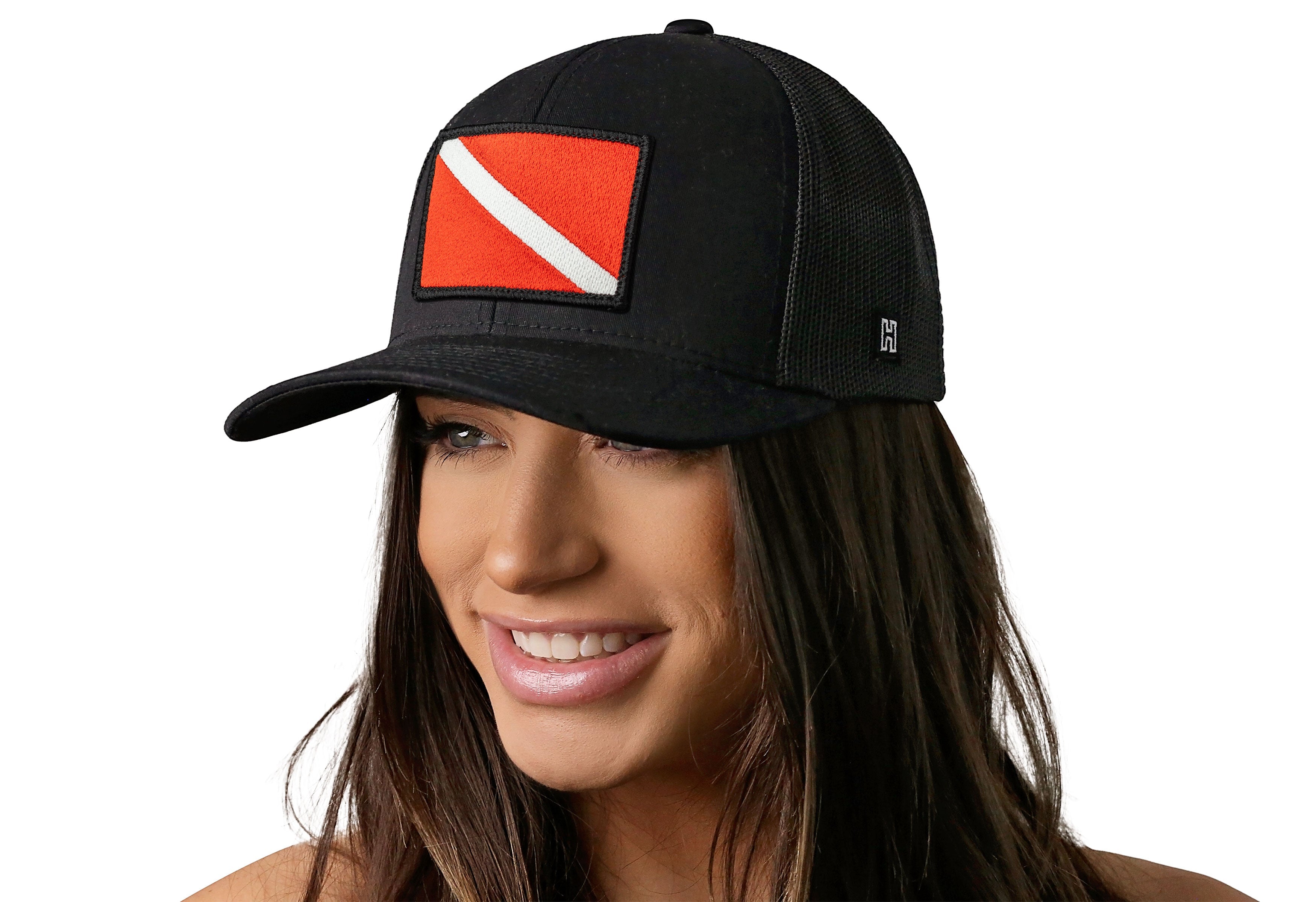 Dive Flag Trucker Hat  |  Black Scuba Diving Snapback Haka Hat
