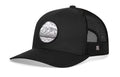Circle Mountain and Trees Trucker Hat  |  Black Outdoors Snapback Haka Hat