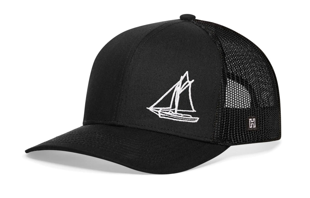 Sailboat Trucker Hat  |  Black  Snapback Haka Hat