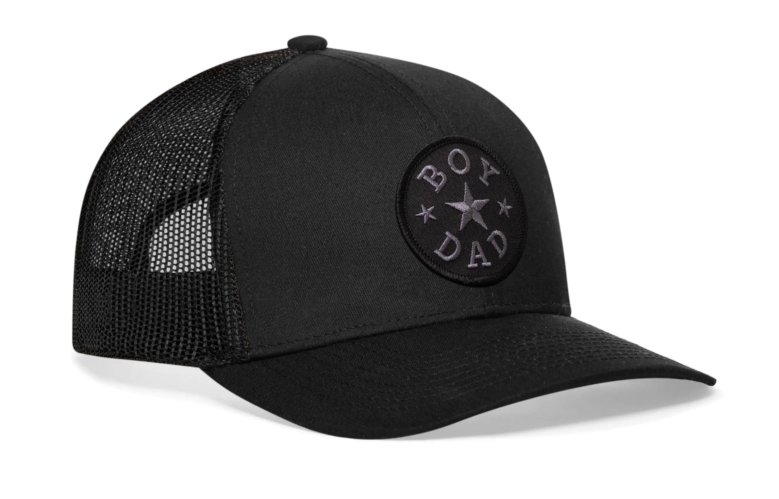Boy Dad Trucker Leather Hat  |  Black Snapback Haka Hat