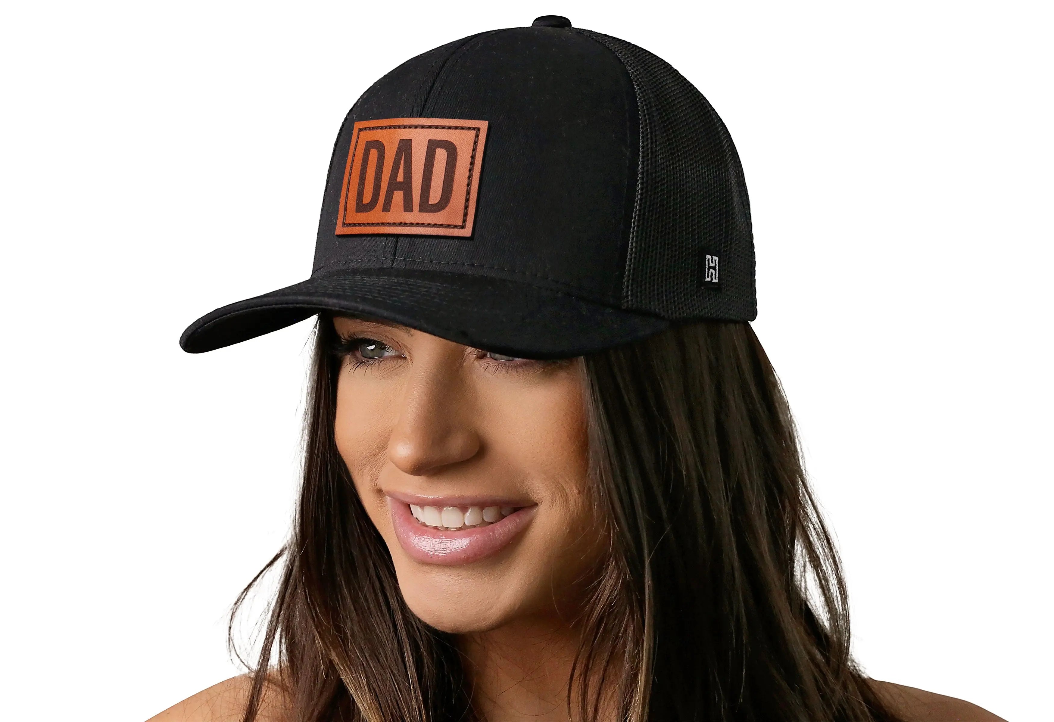 Dad Leather Trucker Hat  |  Black Snapback Haka Hat