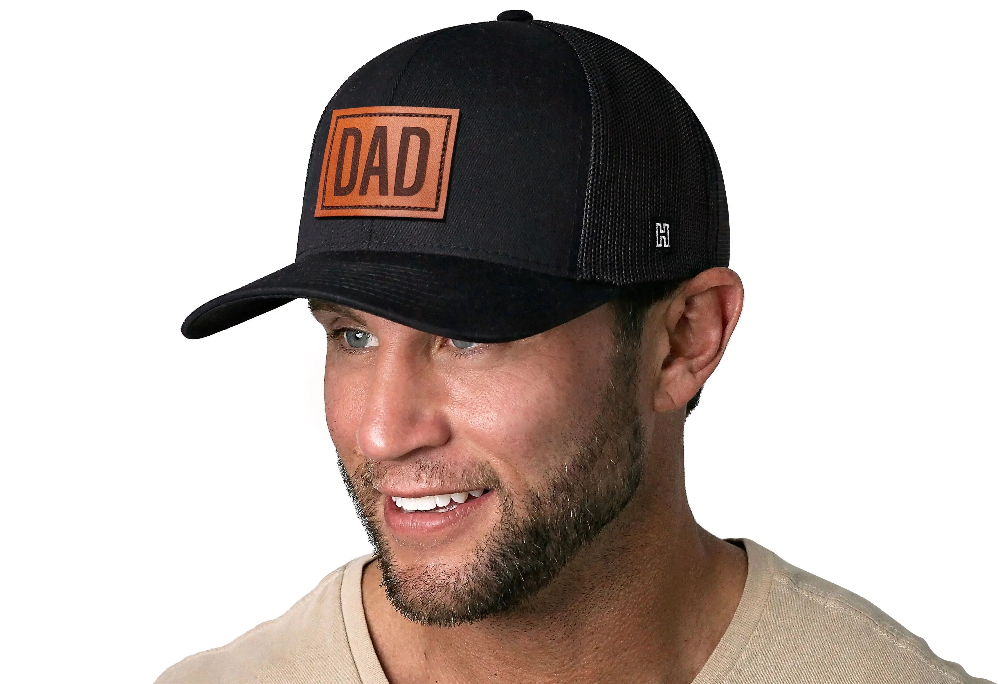 Dad Leather Trucker Hat  |  Black Snapback Haka Hat