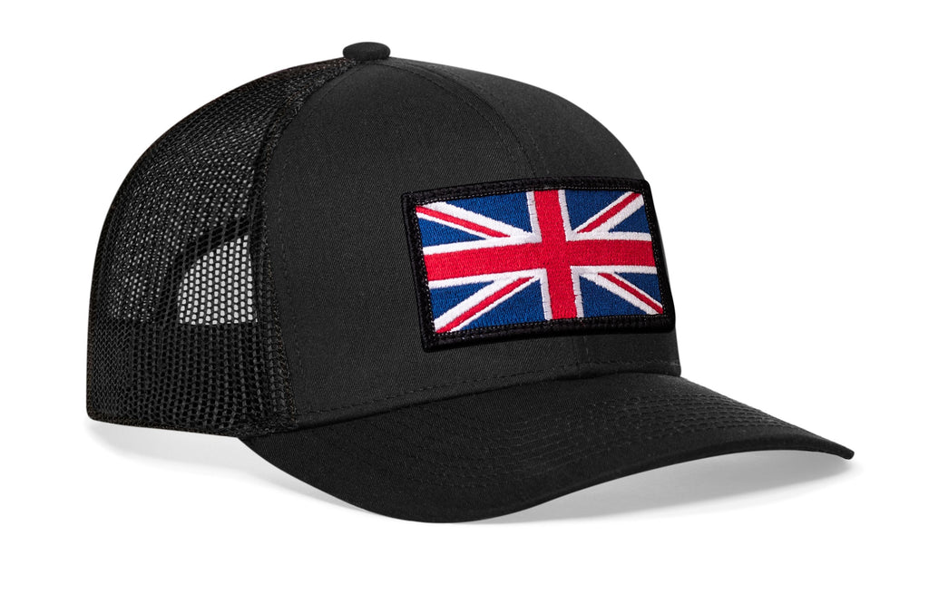 United Kingdom Flag Trucker Hat  |  Black UK Union Jack Snapback Haka Hat