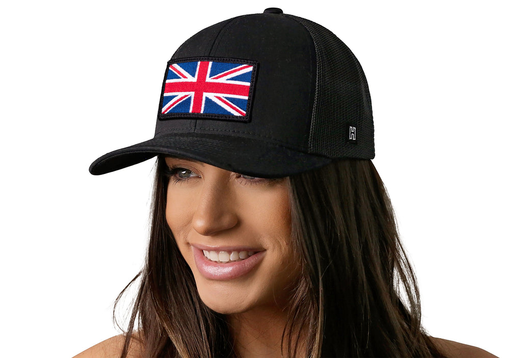 United Kingdom Flag Trucker Hat  |  Black UK Union Jack Snapback Haka Hat