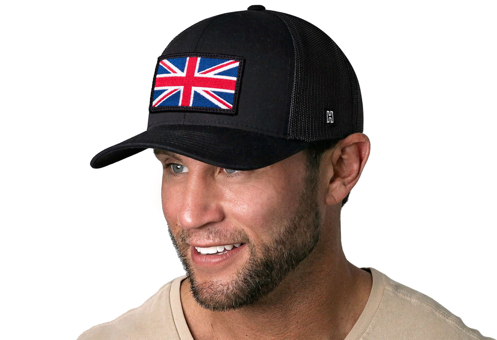 United Kingdom Flag Trucker Hat  |  Black UK Union Jack Snapback Haka Hat