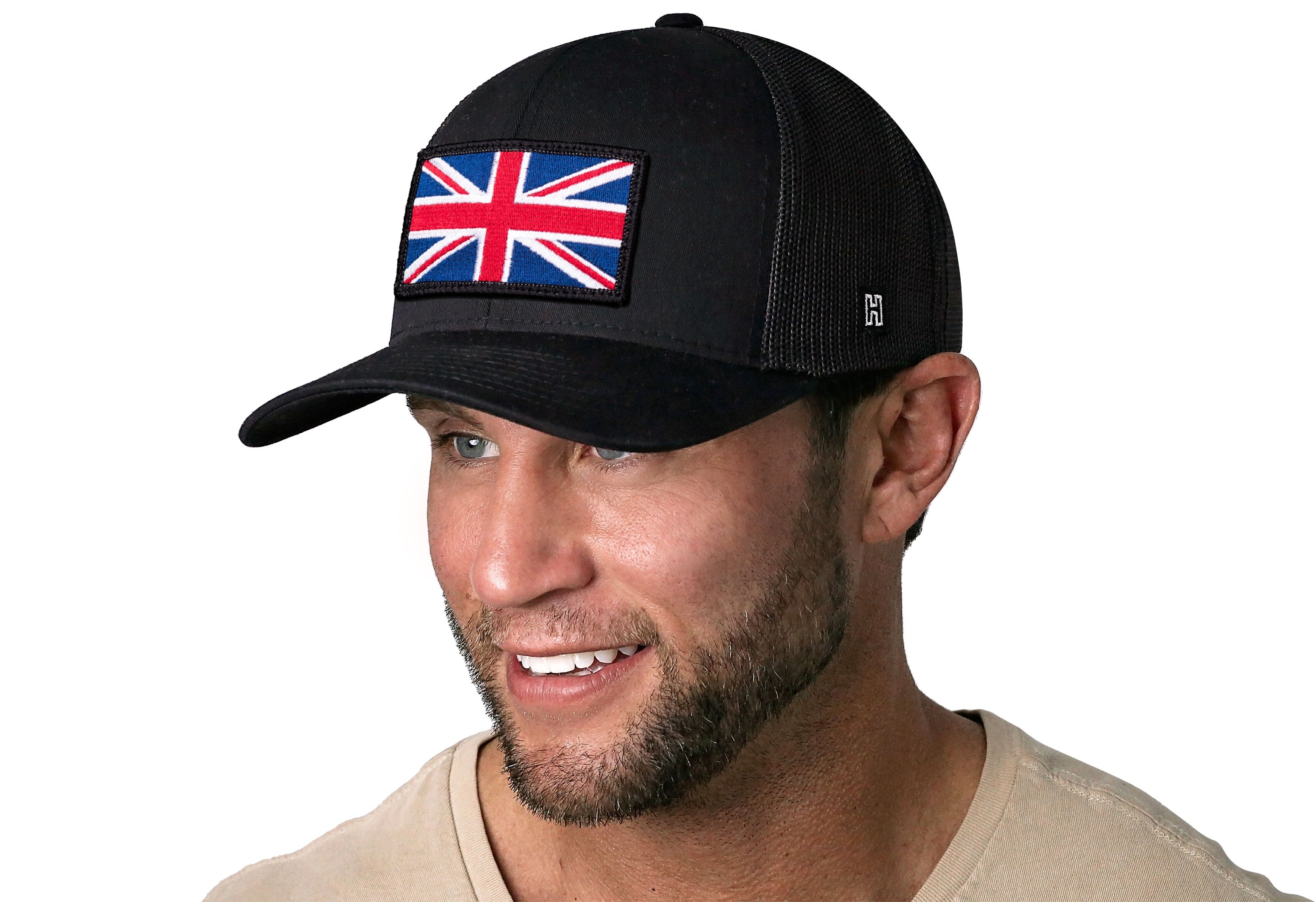 United Kingdom Flag Trucker Hat  |  Black UK Union Jack Snapback Haka Hat