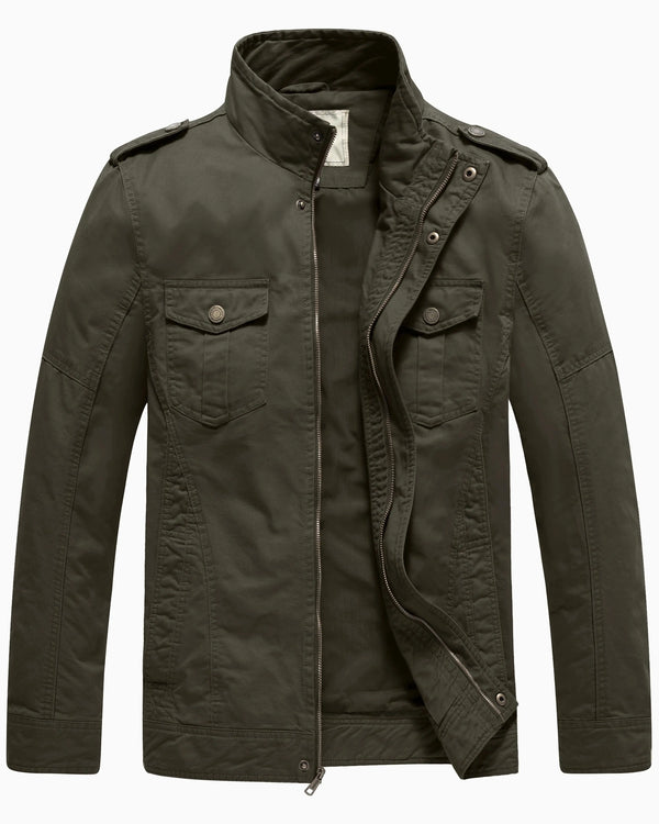 Men'S Spring Work Jacket Canvas Utility Jacket Green M