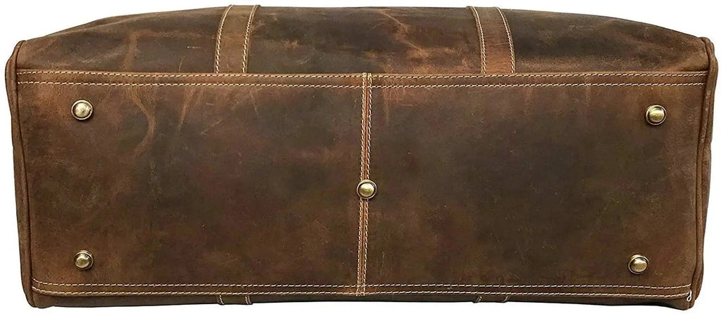 24 Inch Brown Leather Duffel Bags for Men and Women Full Grain Leather Travel Overnight Weekend Leather Bags