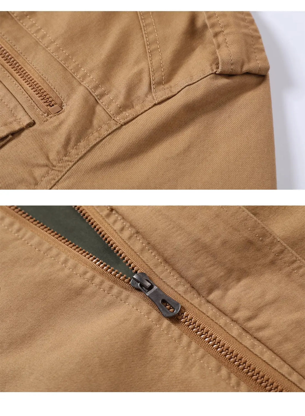 Men'S Casual Jackets Windbreaker Outwear Cargo Bomber Jackets Full Zipper Mid Length Fall Spring Coats Khaki M