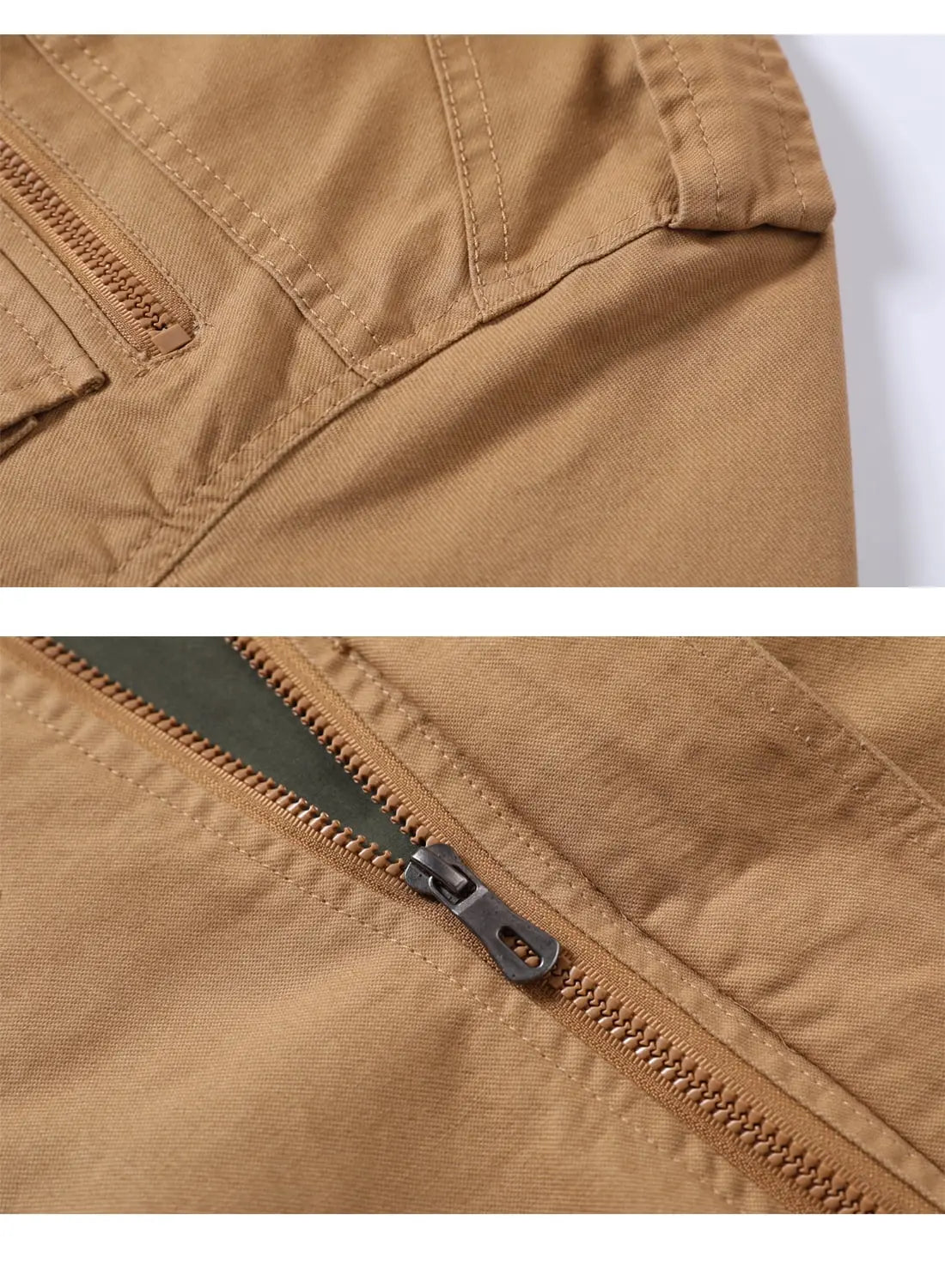 Men'S Casual Jackets Windbreaker Outwear Cargo Bomber Jackets Full Zipper Mid Length Fall Spring Coats Khaki M