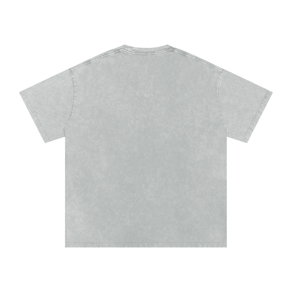 CBY Guardian art-deco graphic — snow-wash oversized tee, Guardians of Traffic figure with blackletter CBY