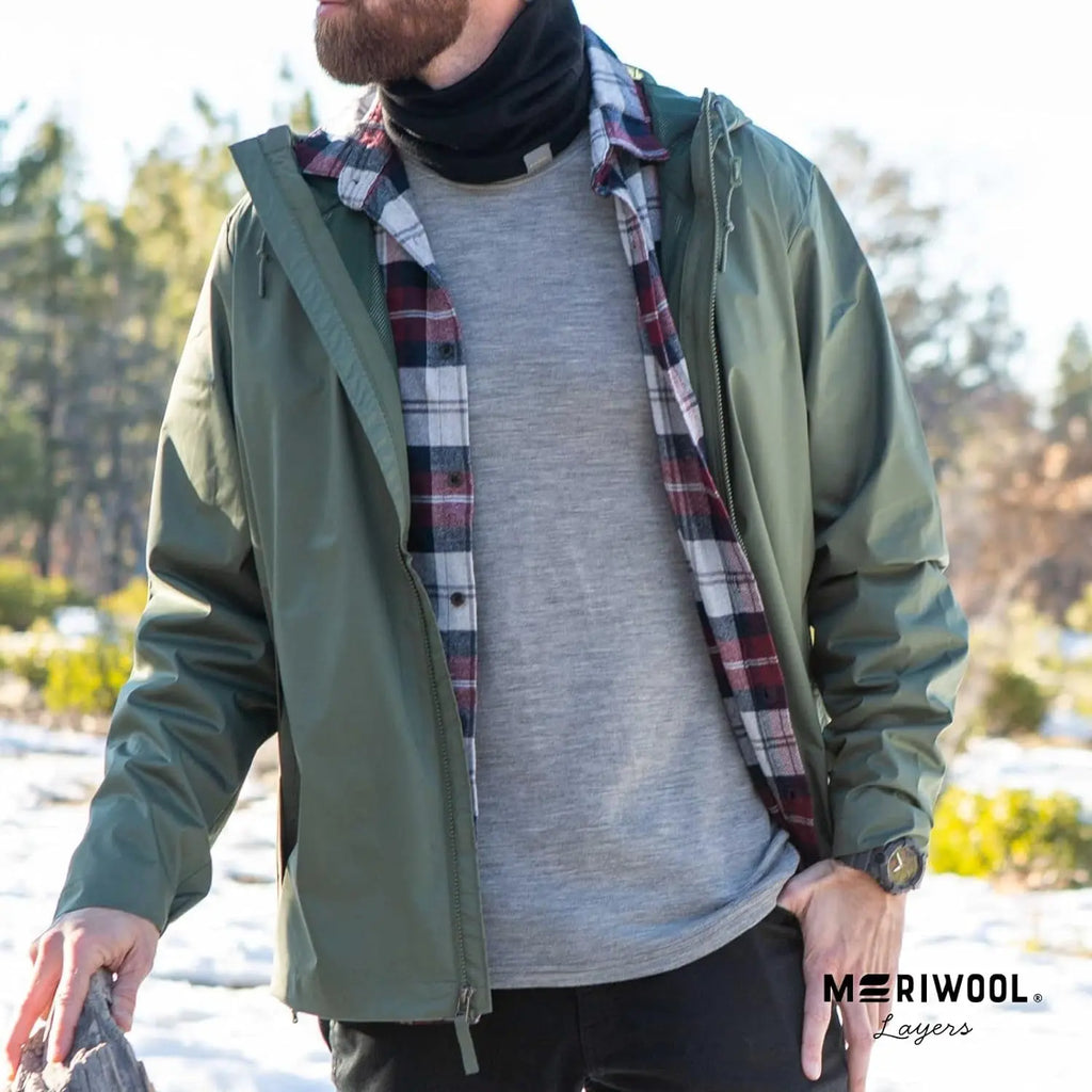 Mens Base Layer - 100% Merino Wool Midweight Long Sleeve Thermal Shirt