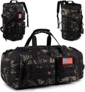 Tactical Gym Bag 50L Men'S Sports Duffle with Shoe Compartment, Water Resistant Travel Backpack with Wet Pocket