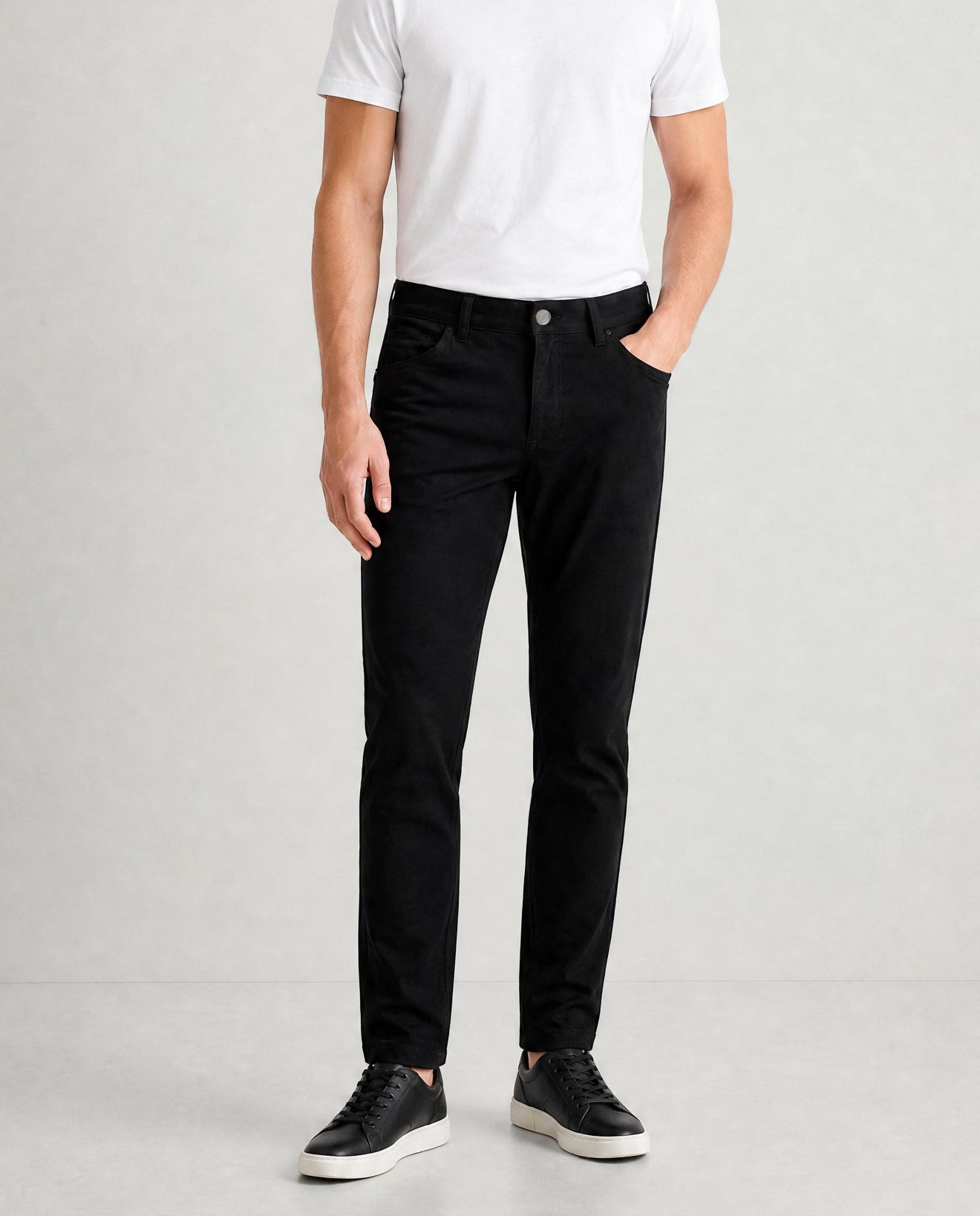 Super-stretch performance chinos in black — mens tailored fit