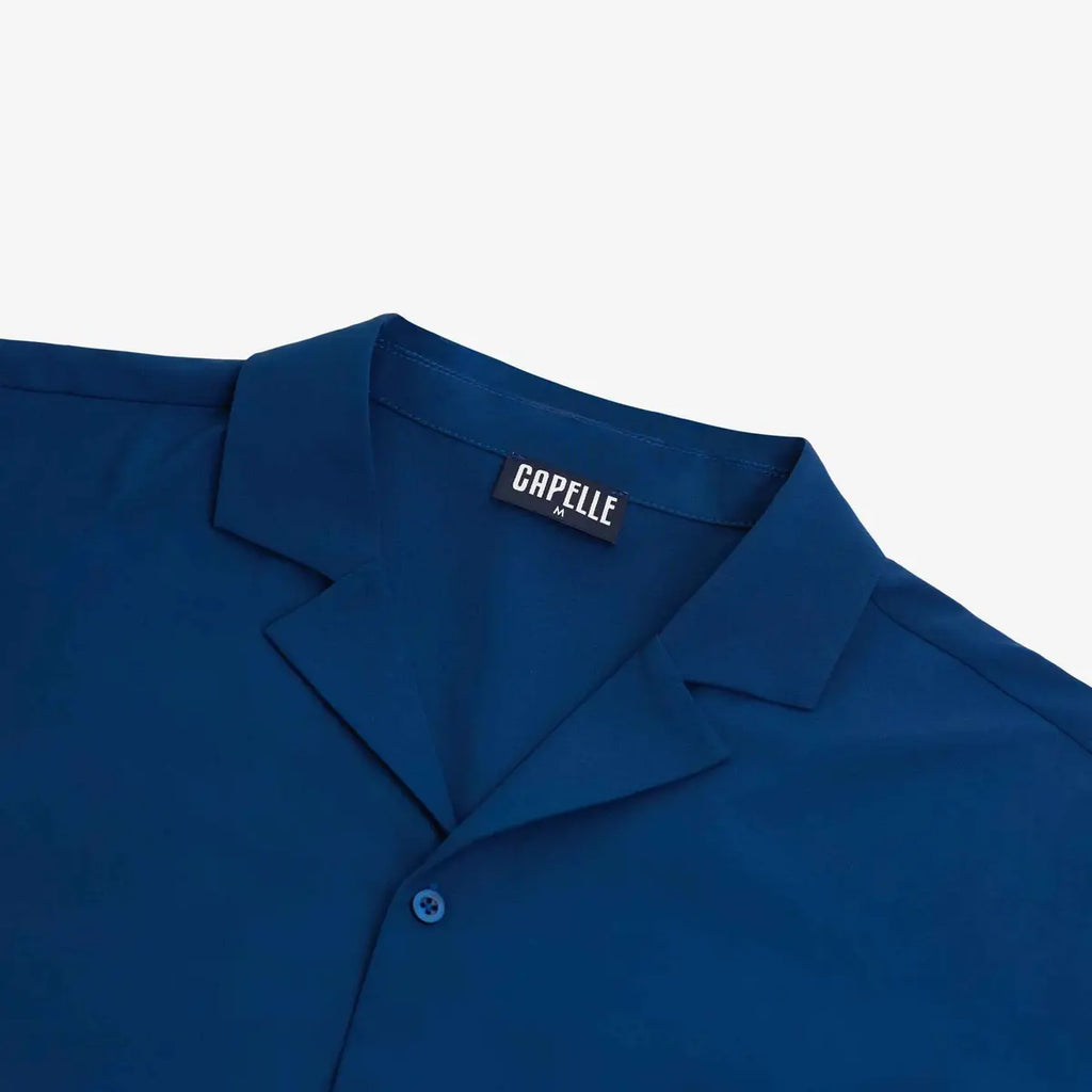 Men’s Short Sleeve Tailored Fit Button-Down Shirt – Blue Sapphire Capelle Miami