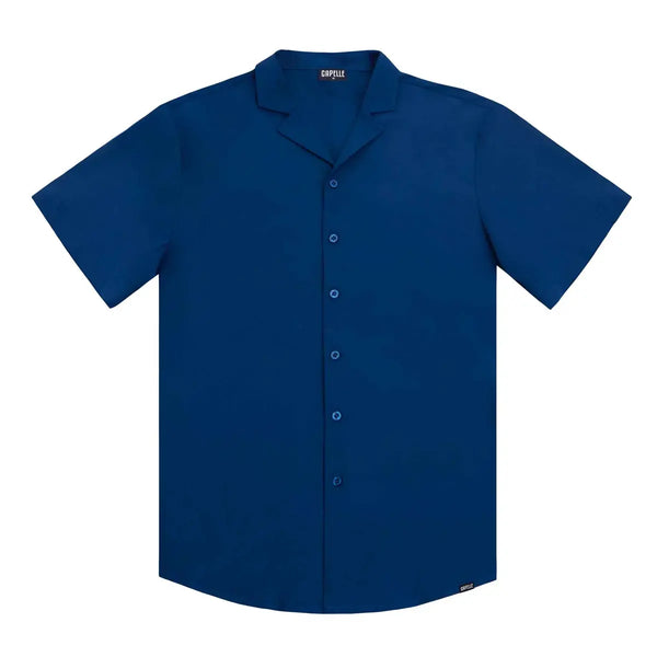 Men’s Short Sleeve Tailored Fit Button-Down Shirt – Blue Sapphire Capelle Miami