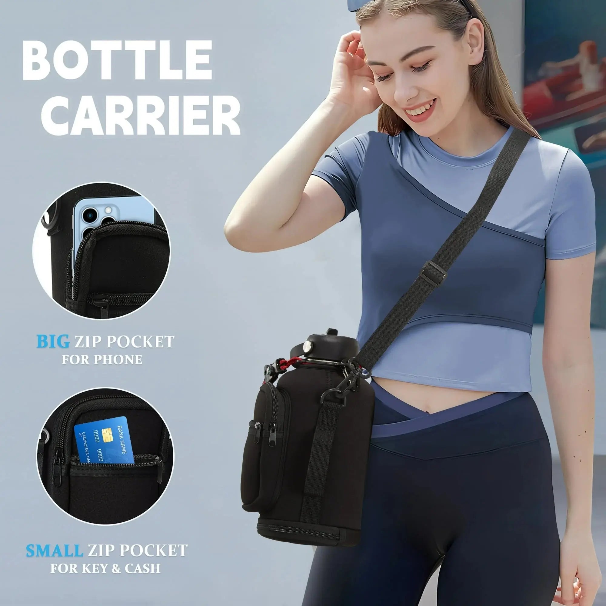 Stainless Steel Water Bottles 64Oz Cold-48H Vacuum Insulated Half Gallon Jug with Straw & Chug Lid, Paracord Handle, Strap Carry Bag, Metal Tactical Canteen