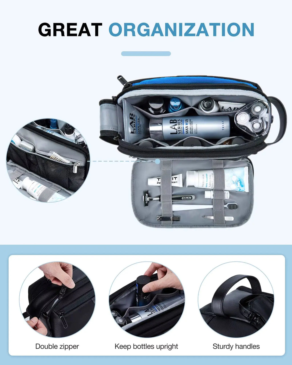 Men'S Toiletry Bag  Large Toiletry Organizer Dopp Kit Makeup Bag Waterproof Cosmetic Bags Men'S Travel Necessaire