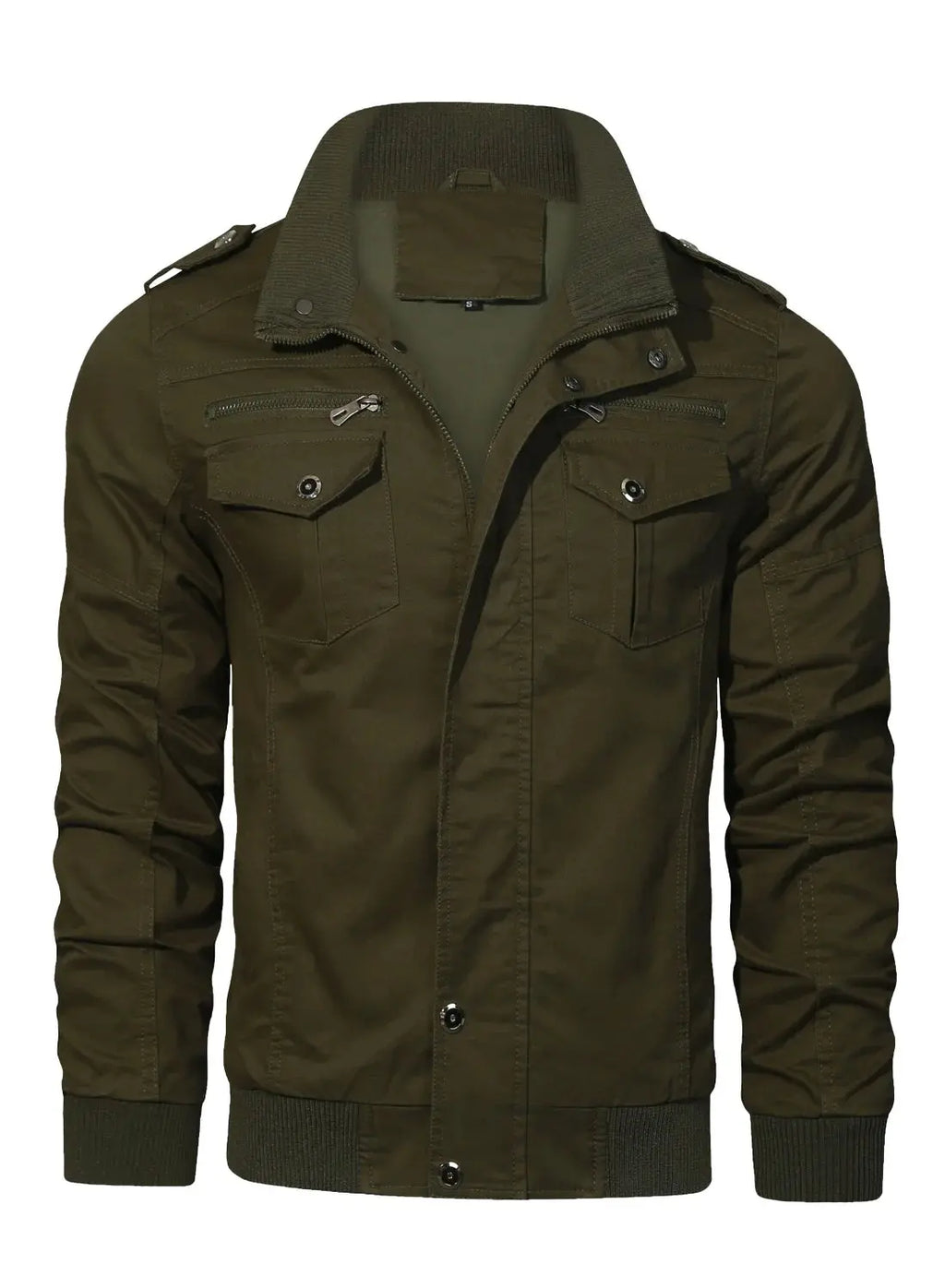 Men'S Casual Jackets Windbreaker Outwear Cargo Bomber Jackets Full Zipper Mid Length Fall Spring Coats Darkgreen S