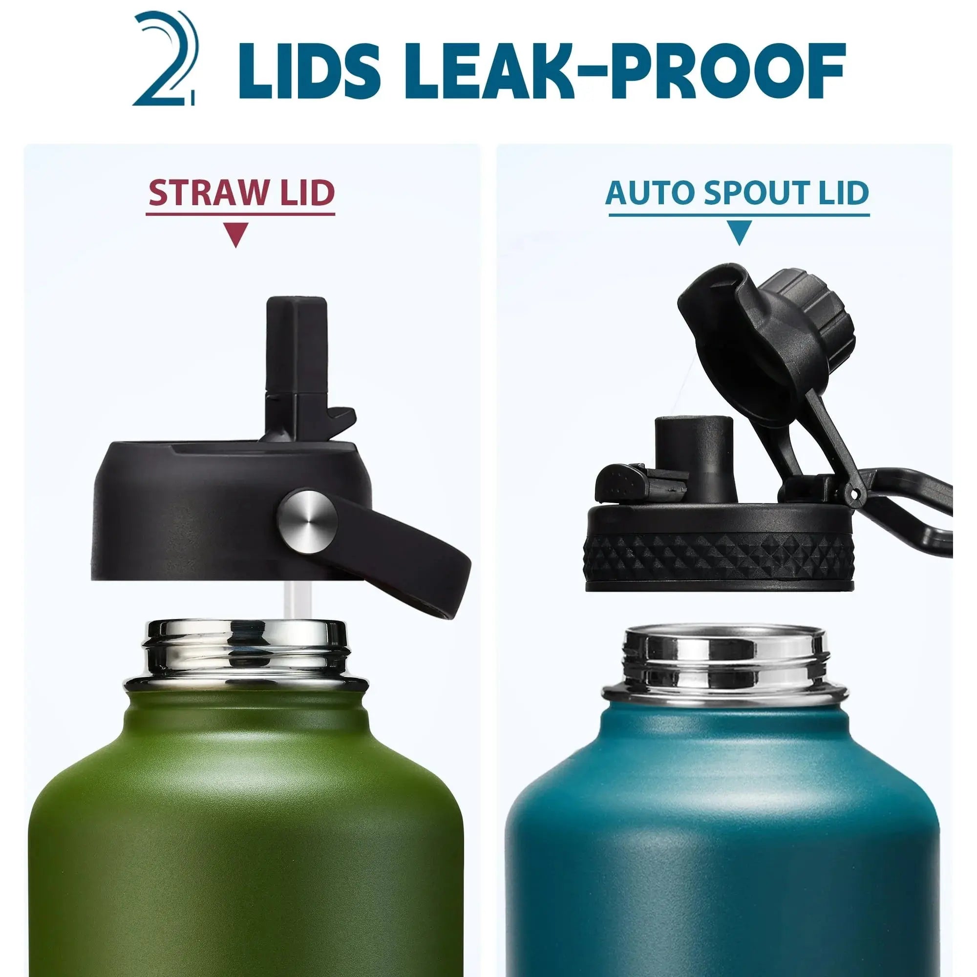 Stainless Steel Water Bottles 64Oz Cold-48H Vacuum Insulated Half Gallon Jug with Straw & Chug Lid, Paracord Handle, Strap Carry Bag, Metal Tactical Canteen