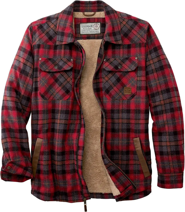 Men's Sherpa Lined Flannel Shirt Jacket - Tough as Buck Cranberry's