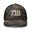 CBY BKN 718 camo trucker hat — camo black, front