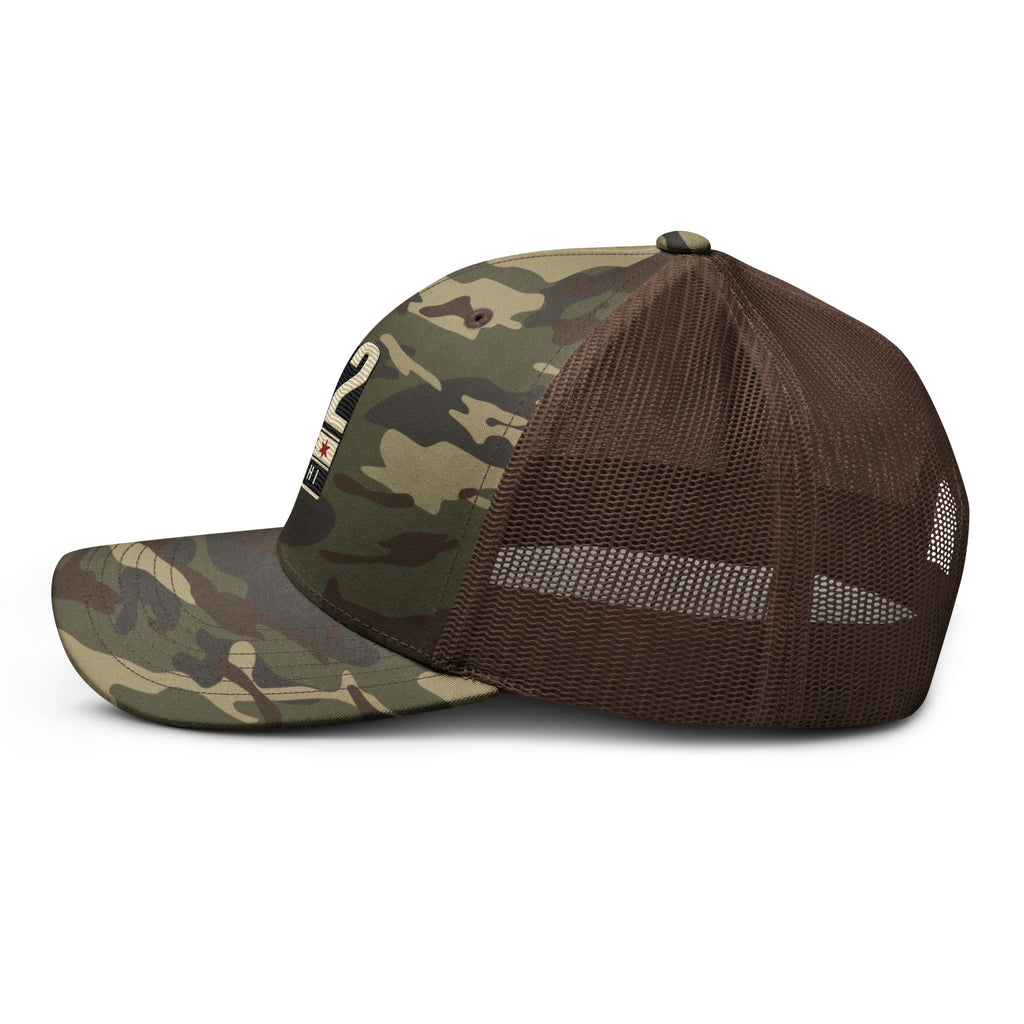 CBY CHI 312 camo trucker hat — camo brown, left