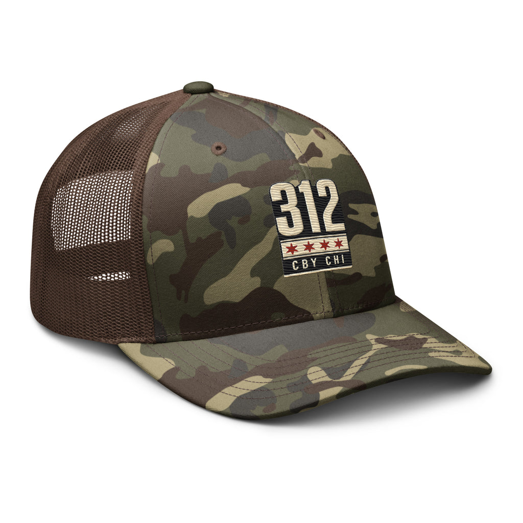 CBY CHI 312 camo trucker hat — camo brown, right front