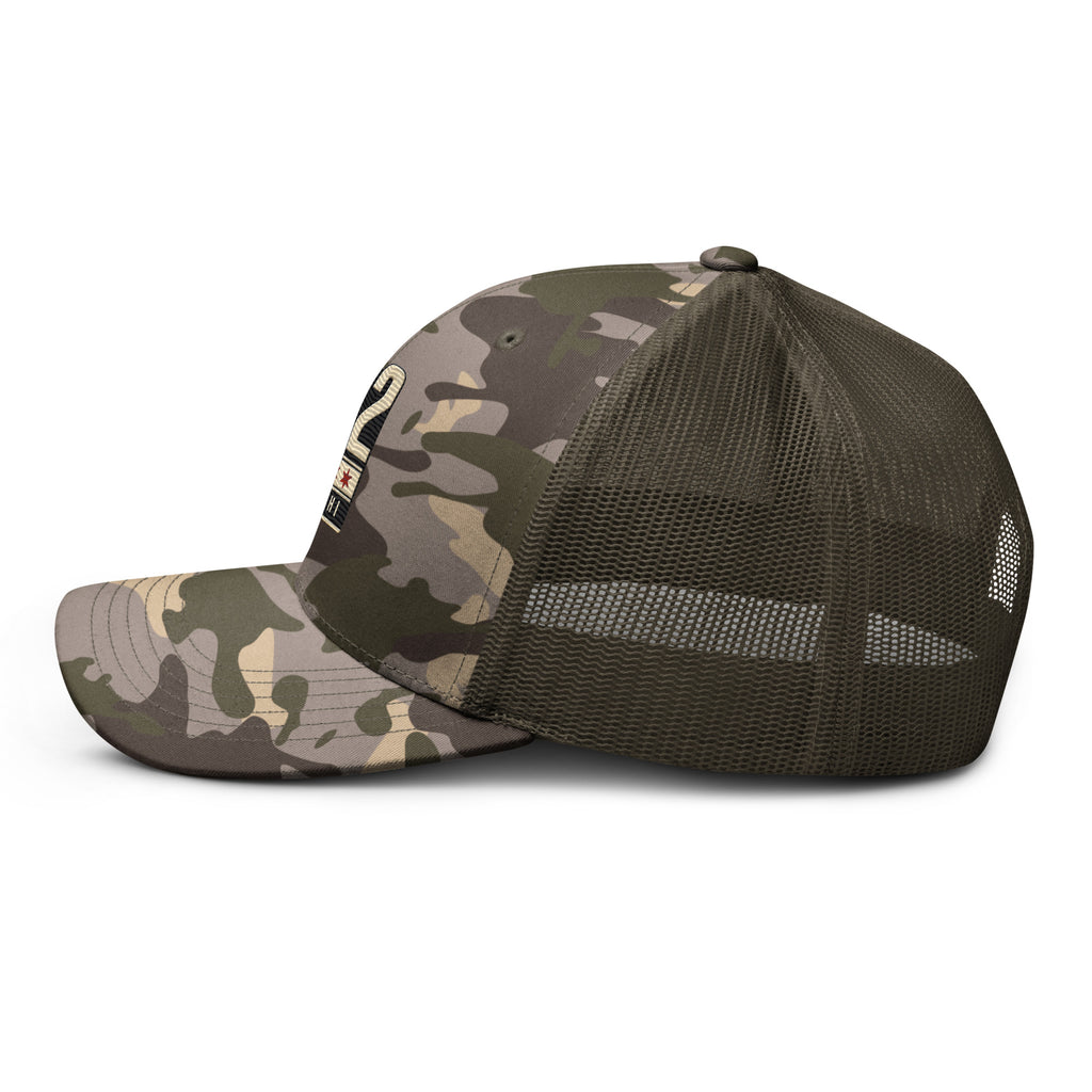 CBY CHI 312 camo trucker hat — camo olive, left