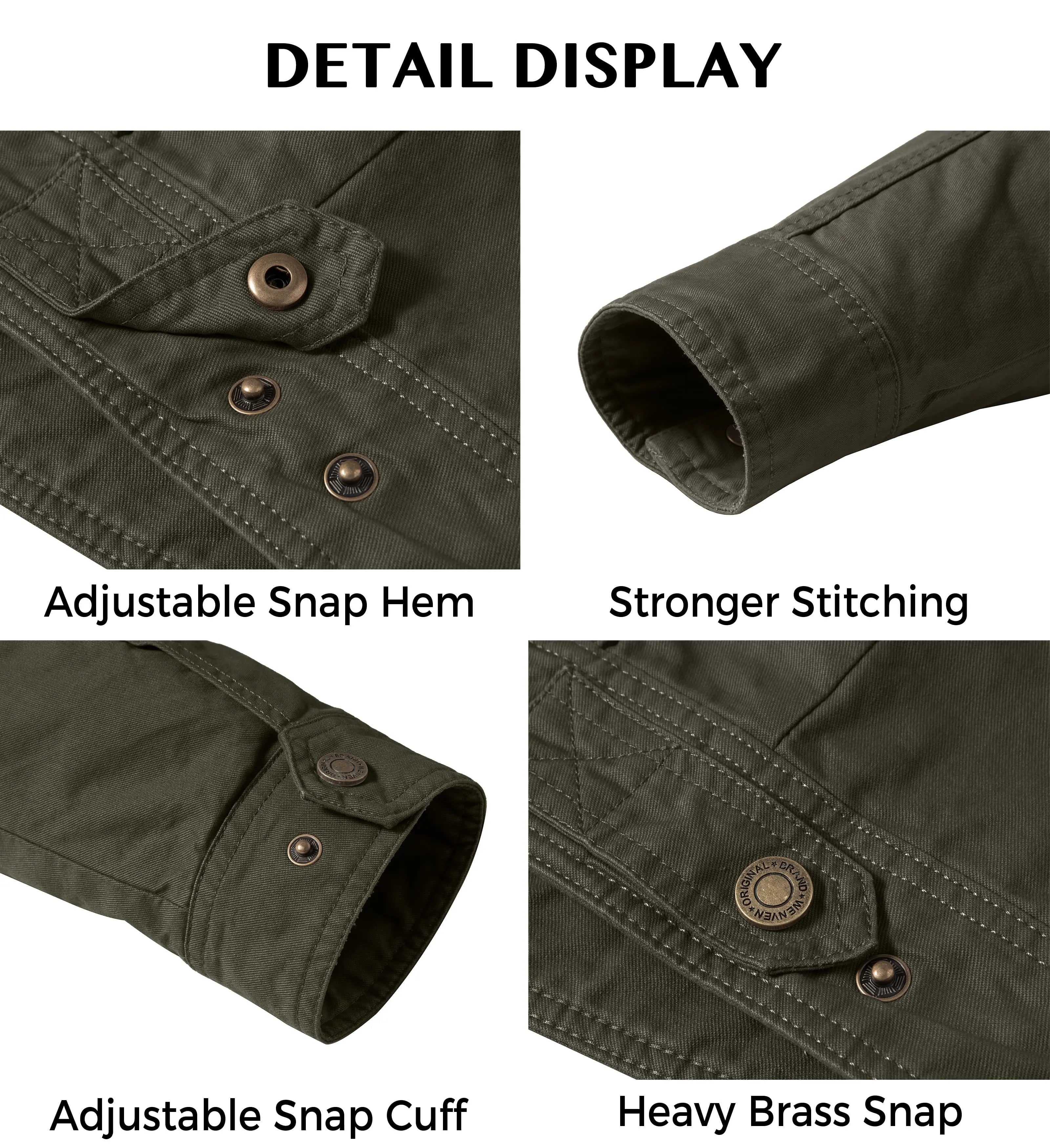 Men'S Spring Work Jacket Canvas Utility Jacket Green M