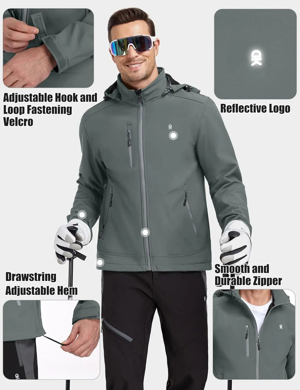 Men’S Softshell Jacket with Removable Hood, Fleece Lined
