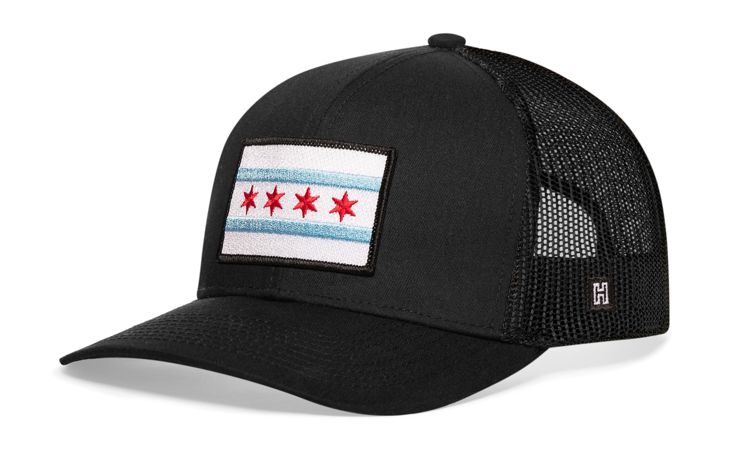 Chicago Flag Trucker Hat — Black City Snapback Haka Hat
